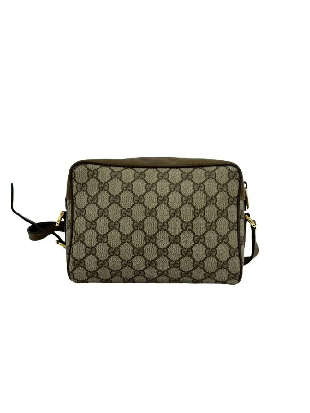 Gucci Vintage Sherry Line GG Logo Leather Shoulder Bag Pochette Brown